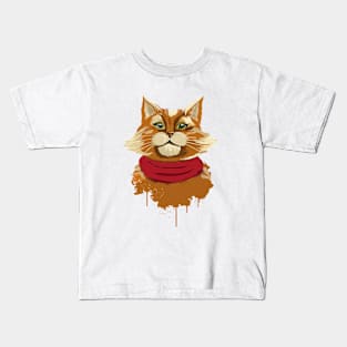 Cat in a Red Scarf Kids T-Shirt